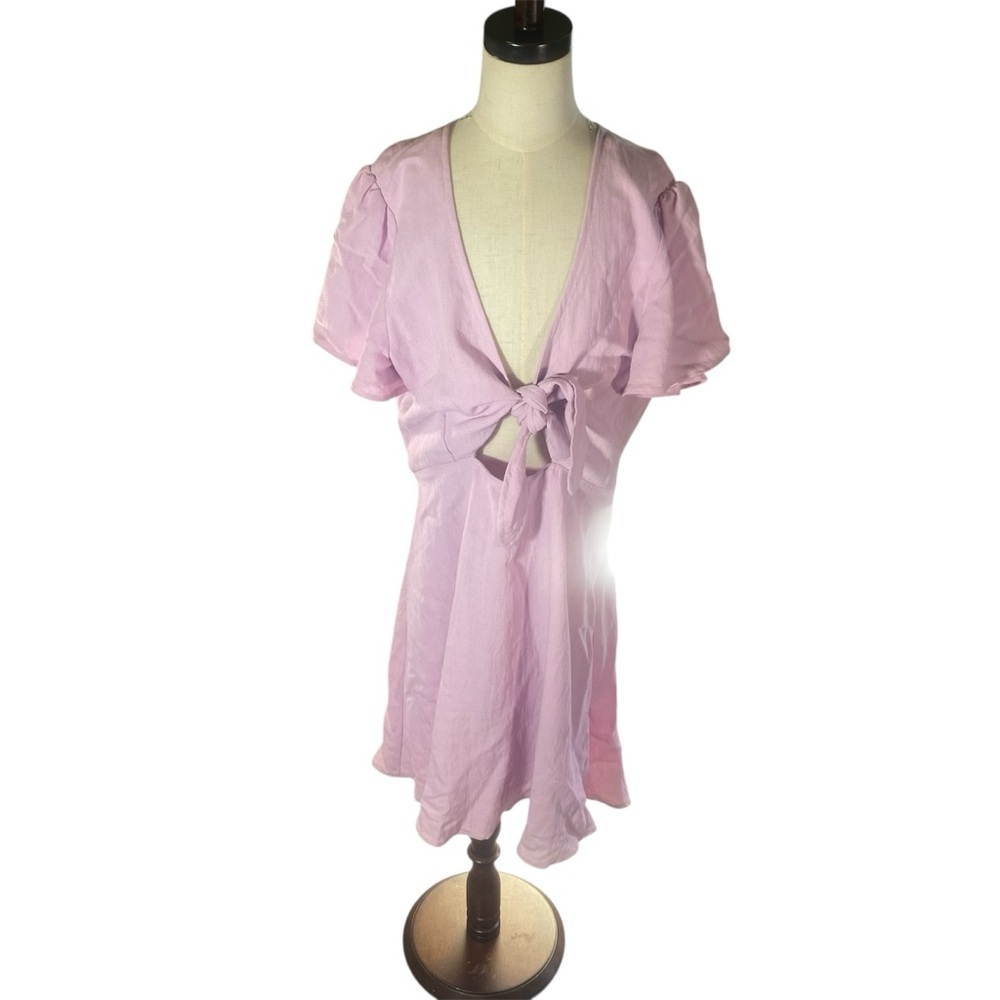 Lavender Satin Flutter Sleeve Robe - Picture 2 of 11